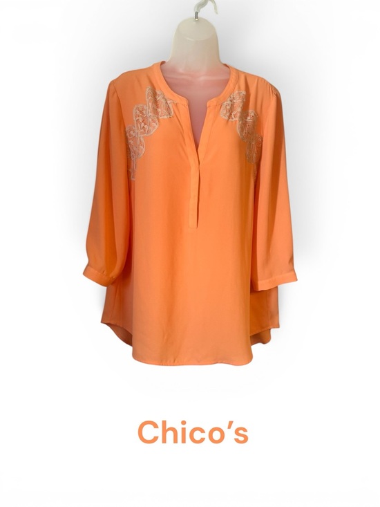 Chico's Tops - GORGEOUS Chico's Split-Neck Top with Lace Detail    MEDIUM/LARGE    #13